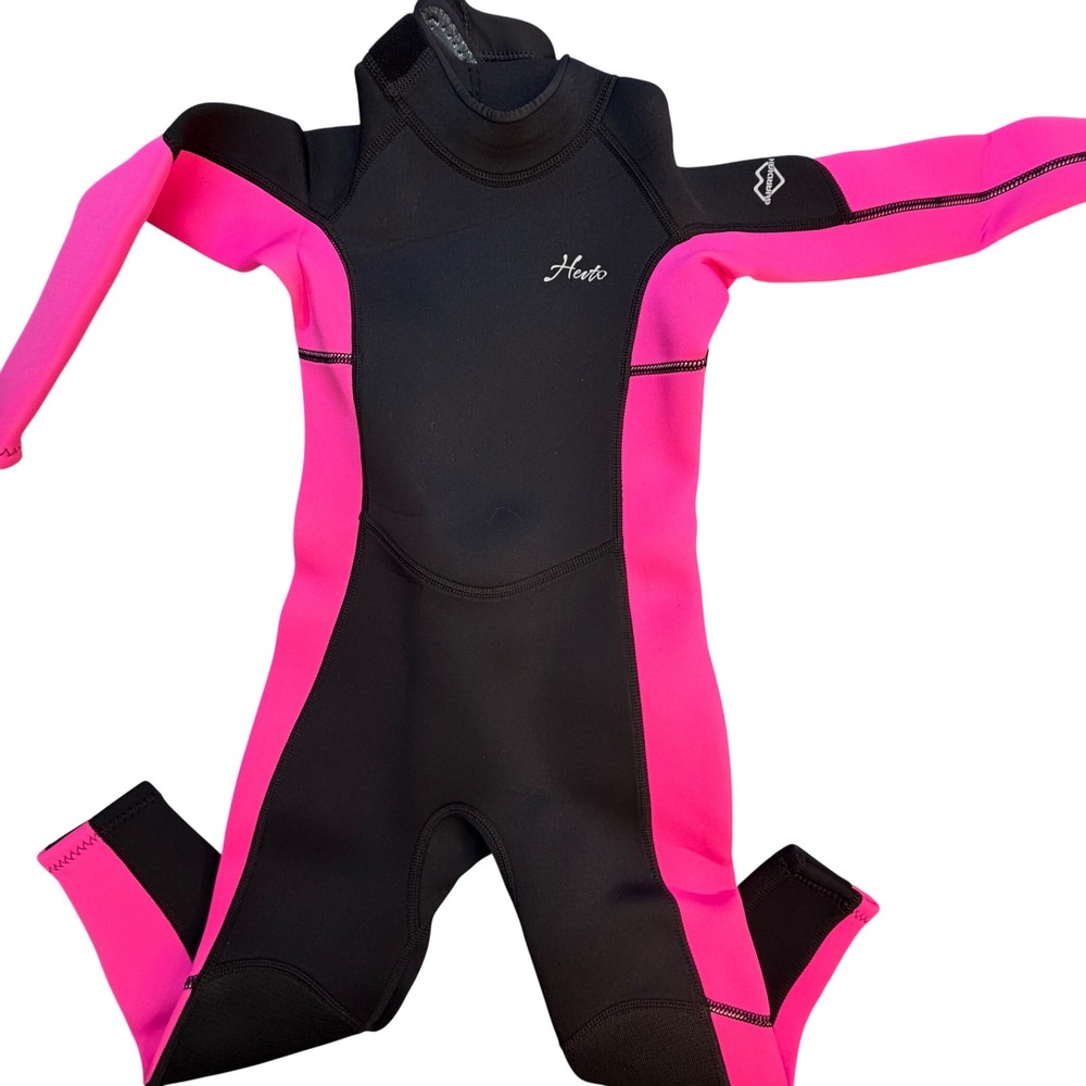 Hevto Guardian Kids Wetsuit Pink Black 3mm Neoprene Full Body Size 4‎ NEW